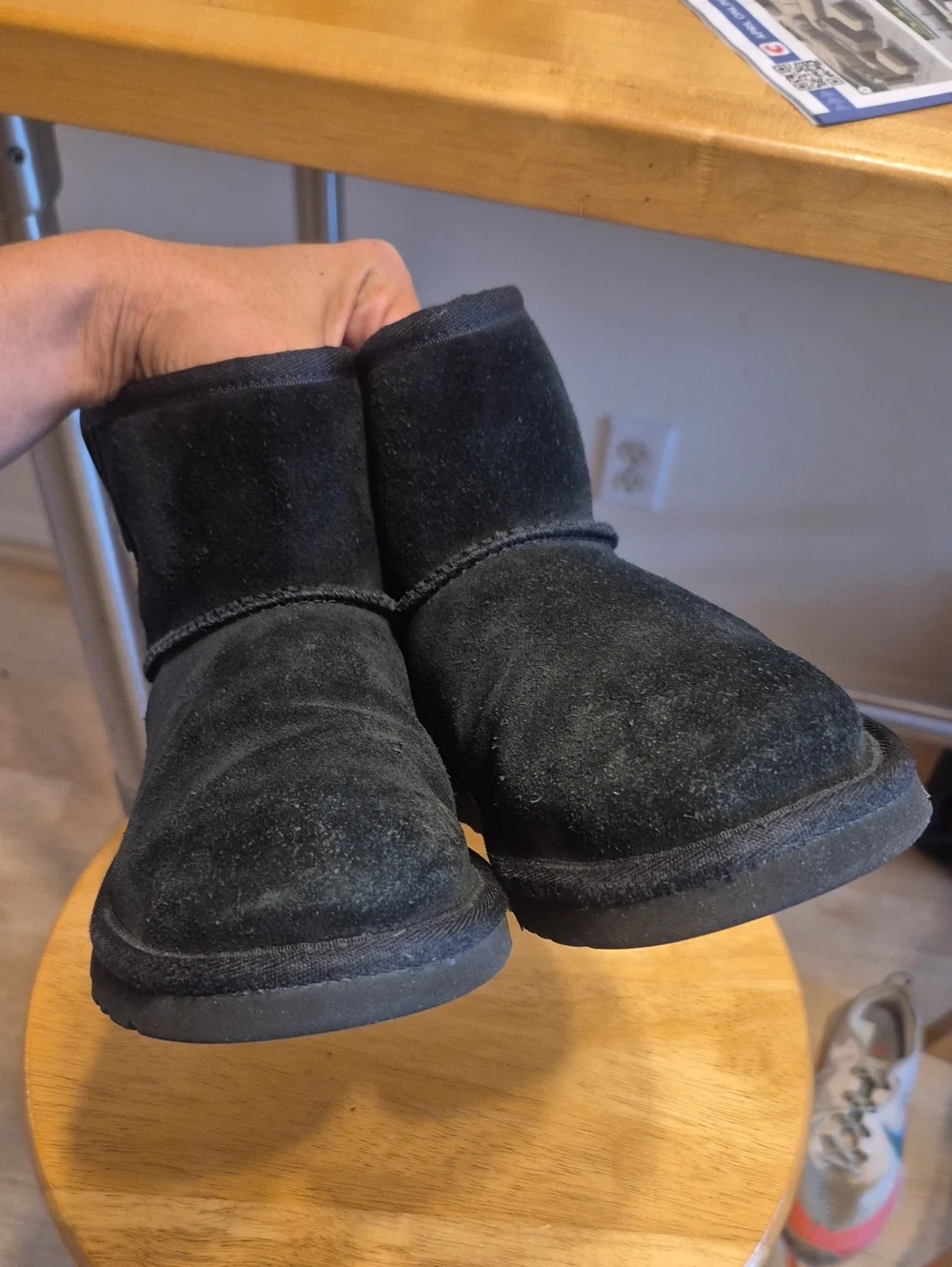 Ugg Black Suede Leather Boots Kids